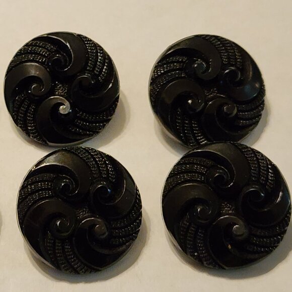 Antique/Vintage Lot of 8 Black Buttons Bakelite ? Casein ? Celloid ? Plastic ? - Picture 2 of 12